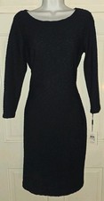 CALVIN KLEIN navy Blue Stretch Poly Textured Pencil Sheath Dress 6 NWT
