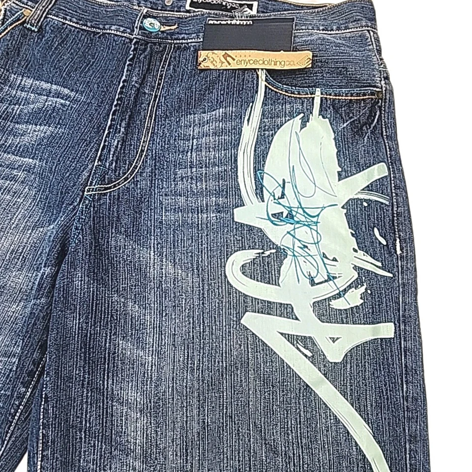 Pantalones Cortos de Jean Enyce Clothing Co Hombres Talla 42 Pantalones Cortos de Denim Y2K Sueltos Pierna Ancha Azul NUEVO Foto 4 de 4