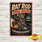 Vintage Hot Rod Mouse Racing Tin Sign Garage Wall Art Decor