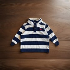 New Carter's Baby Boys Fleece Sweatshirt Blue White Stripe Sherpa Collar Size 6M