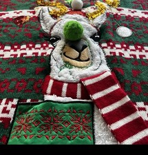 33 Degrees Llama Ugly Christmas Holiday Sweater Pocket Holds Drinks Unisex XL