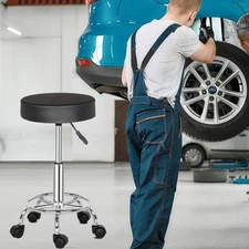 Rolling Garage Stool Adjustable Mechanic Work Shop Seat Salon Swivel Chair Black