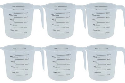 6x Messbecher 500ml Kunststoff   Set für Küche, Werkstatt, Farbe & Labor