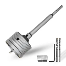 Concrete Hole Saw 3-3/4" (95mm) with 220mm SDS Plus Shank Connecting Rod, Car...