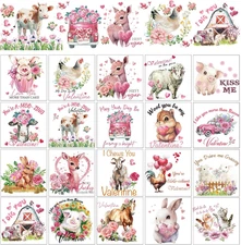 Valentine'S Day Rub on Transfers for Crafts - 20 Sheets Pink Vintage Farmhouse H