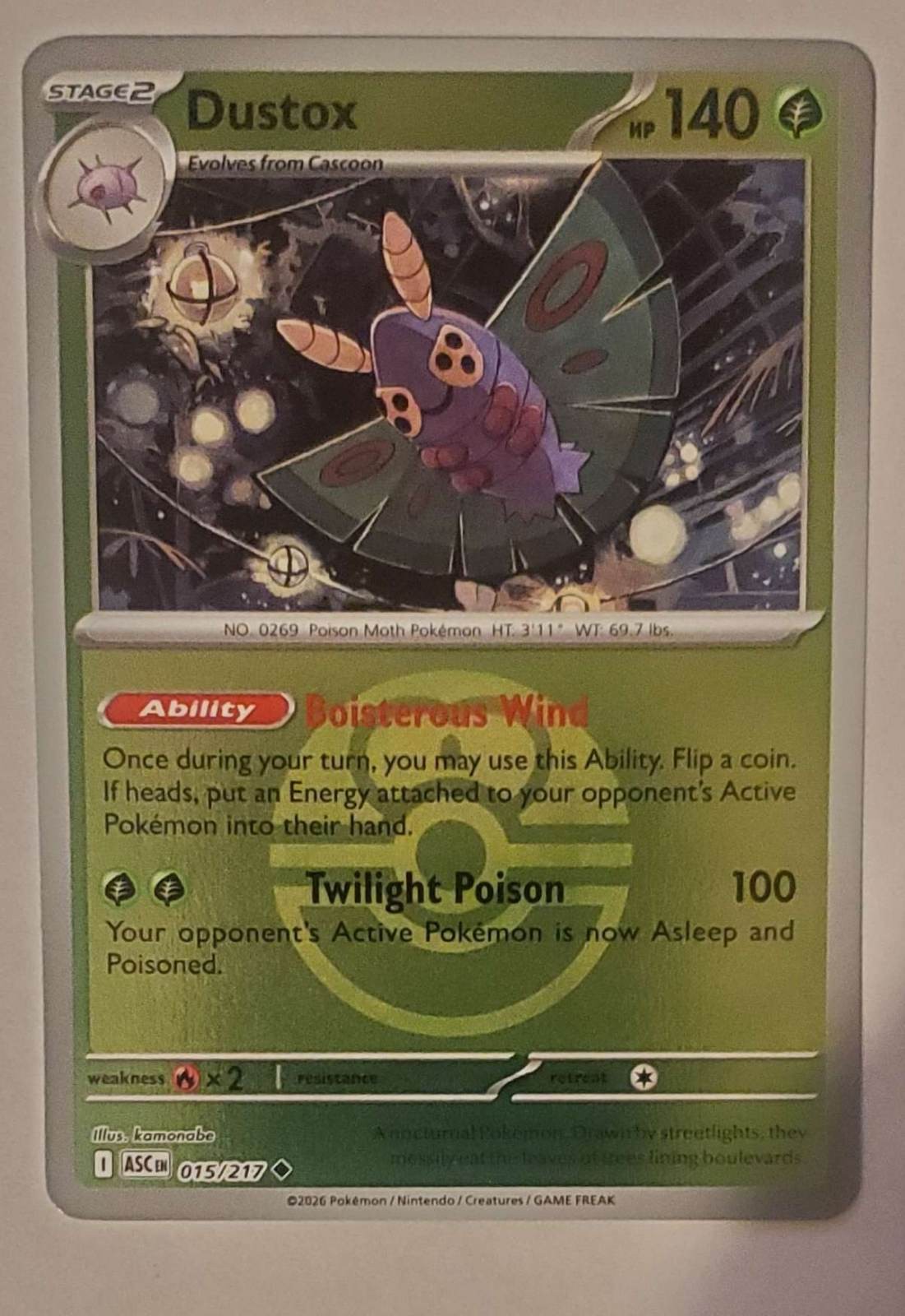 DUSTOX (LOVE BALL) 015/217 HOLO UNCOMMON ASCENDED HEROES POKEMON REVERSE HOLO NM