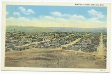 Rawlins Wy Birds Eye View Vintage Postcard Wyoming White Border