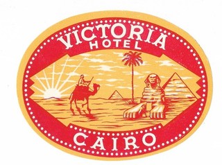 Authentic Vintage Luggage Label VICTORIA HOTEL Cairo Egypt Sphinx of Giza