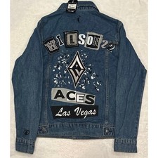 Women's Las Vegas Aces A'ja Wilson #22 Denim Jacket, Small - Blue $119.99 retail