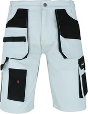 Painters Shorts White - Multi Pocket Cargo Work Decorators Short