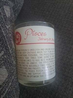 VINTAGE ASTROLOGY STAR SIGN ZODIAC HOROSCOPE DRINKING GLASS TUMBLER PISCES 4''
