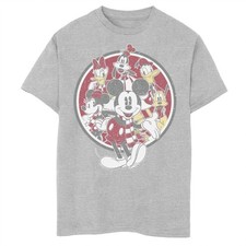 DISNEY Mickey Mouse  Friends Boys Gray Tee T-Shirt Large Minnie NEW S/S Girls