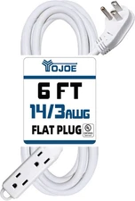 YOJOE 3-Outlets Flat Plug Indoor Extension Cord Outlet Extender 3 Prong 6 ft ...