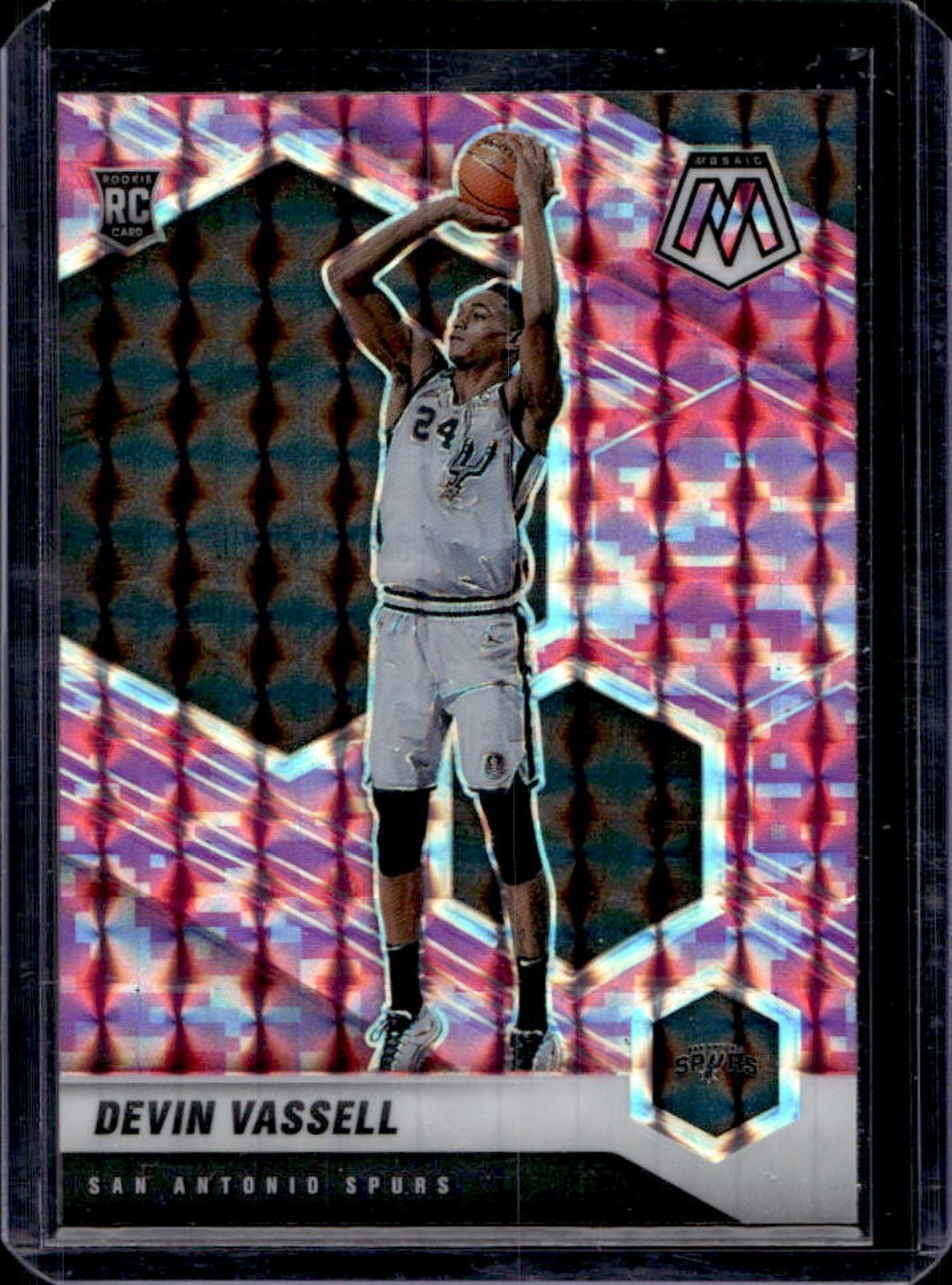 2020-21 Panini Mosaic Devin Vassell RC Camo Pink Rookie #221 Spurs