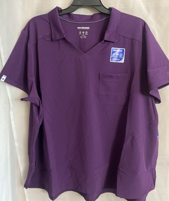 Scrubstar Woman's 3X Active V-Neck With Collar Scrub Top NEW Purple Stretch