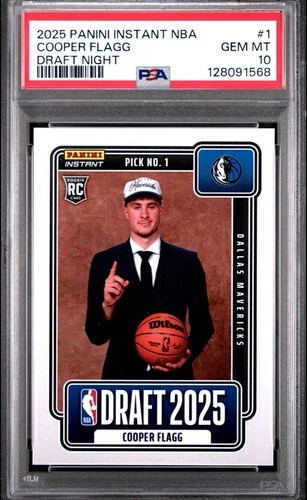 2025 PANINI INSTANT NBA DRAFT NIGHT #1 COOPER FLAGG ROOKIE RC PSA 10