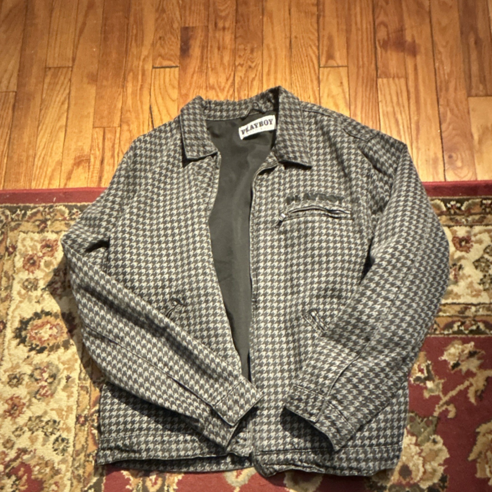 Playboy Men's Houndstooth Jacket Button Front Gra… - image 1