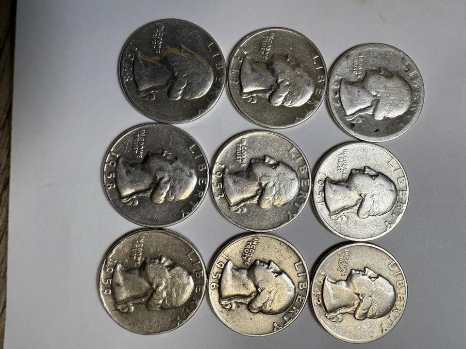 Set of 9 United States Silver Washington Quarters Coins - Image 4 of 4