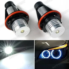 2x White High Power BMW Angel Eyes LED Lights Ring Marker
