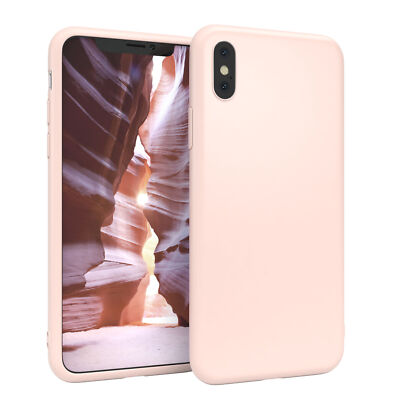Für Apple iPhone XS Max Hülle Case Silikon Cover Schutz Tasche Slim Matt Rosé