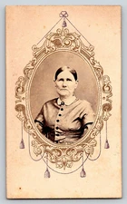 Vintage Picture Photo CDV Old Antique Photograph Elderly Lady Woman Dress Oval