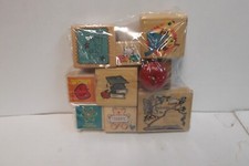 SCHOOL THEMED ASSORTED WOODEN STAMPS SET OF 9 NEW
