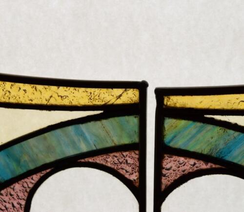 Pair of Vintage French Art Deco Stained Glass Panels with Copper Frames - Picture 4 of 15