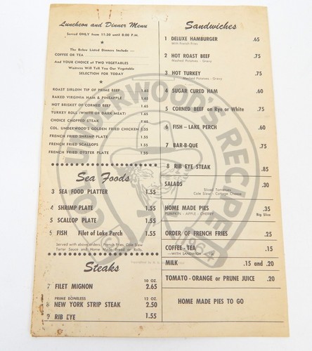 Vintage Ole Colony Restaurant Menü Col. Underwood's Rezept Huhn Stuart Florida 2B - Bild 4 von 7
