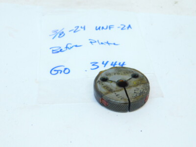 USED S.C.C. THREAD RING GAGE 3/8 x 24 UNF2A BEFORE PLATE  (GO PD: .3444)