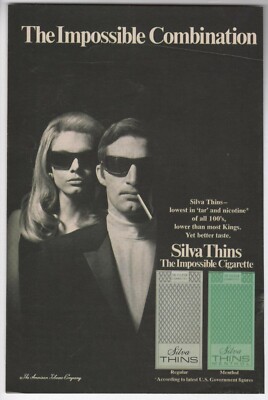 Vintage 1960's Smoking - Silva Thins Cigarettes - 1969 AD Impossible  Cigarette