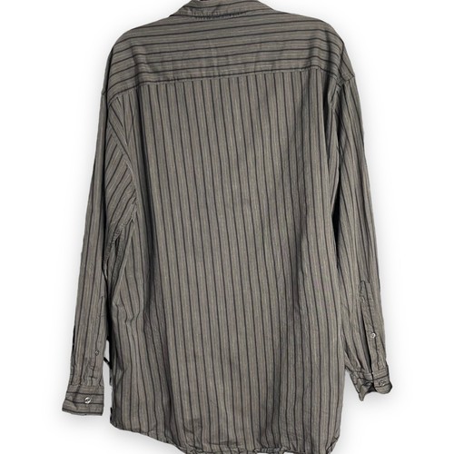 Perry Ellis Mens Gray Casual Button Down Size XL Shirt Striped Wool Blend Pocket - Picture 2 of 8