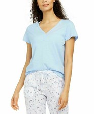 Charter Club Women's Cotton Knit Short Pajama Top T-Shirt Blue Size Small 5426