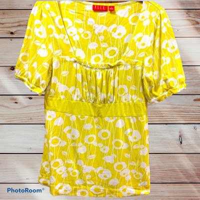 yellow blouse with flowers
