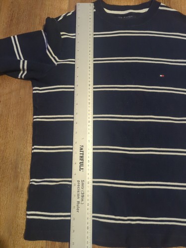 Tommy Hilfiger Woman's Striped Jumper Sweatshirt Medium Navy Cotton - Picture 8 of 15