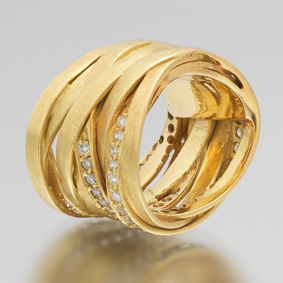 18K Diamond Multiple Crossover Ring - image 3