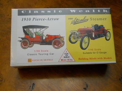 GLENCOE #3609 1910 PIERCE ARROW & 1909 STANLEY STEAMER, SUITABLE FOR O GAUGE 
