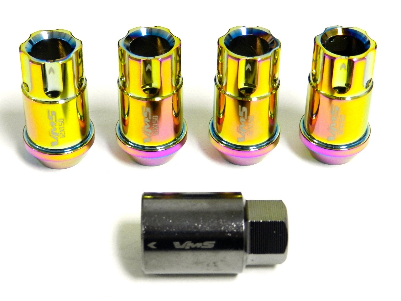 VMS Racing 16-Piece Aluminum Locking Lug Nut Set – M12x1.5, Orange