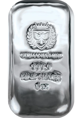 1 oz Germania Silver Bar Mint Shiny .9999 FINE Cast Bar - Proof Like Silver Bar