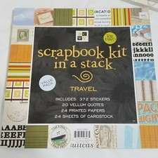 NEW DCWV 12x12 TRAVEL Scrapbook Kit in a Stack Stickers Quotes Paper Cardstock