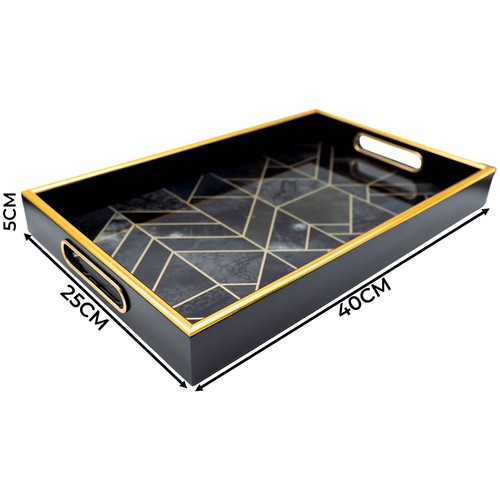 Luxory Rectangle Abstract Kitchen Serving Drinks Candle Decor Coffee Table Tray - Picture 9 of 9