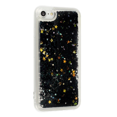 ^ FUN CASE Glitzer Flüssig Handy Etui Back Case Cover Apple iPhone 6 4,7 Schwarz