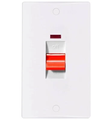 VAT INC - Schneider Ultimate Slimline GU4021 50a Double Pole Switch & Neon (63)