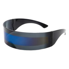 Futuristic Cyclops Shield Sunglasses Mirrored Mono Lens Rectangle Shades UV 400