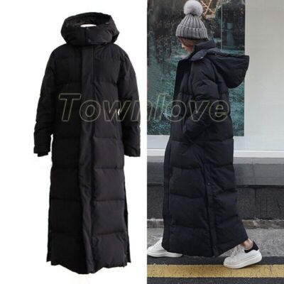Women's Winter Full Length Hooded Cotton Jacket Padded Warm Maxi