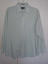 BOTANY 500 MEN'S LS PALE GREEN DRESS SHIRT-16-COTTON/POLY-WORN ONCE-LIGHTWEIGHT