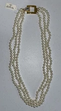 Park Lane Simulated Faux Pearl Necklace Triple Strand
