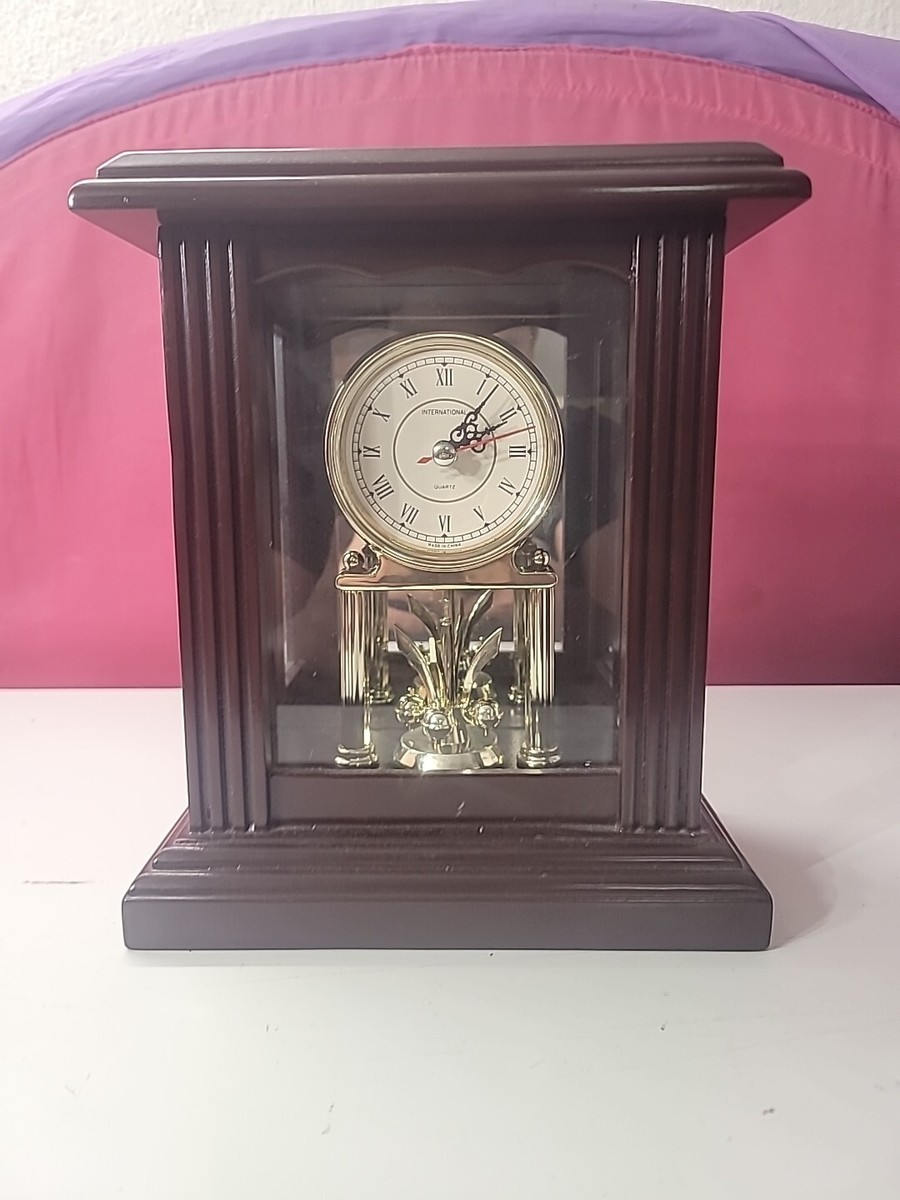 Wallace Quartz Silversmith Mahogany Carriage Mantle Clock - WORKS