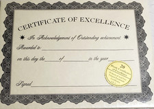 Sealed In Pack Of 20 Certificate Of Excellence