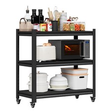 3 Tier Metal Storage Shelves Rolling Shelving for Garage Kitchen Storage Rack