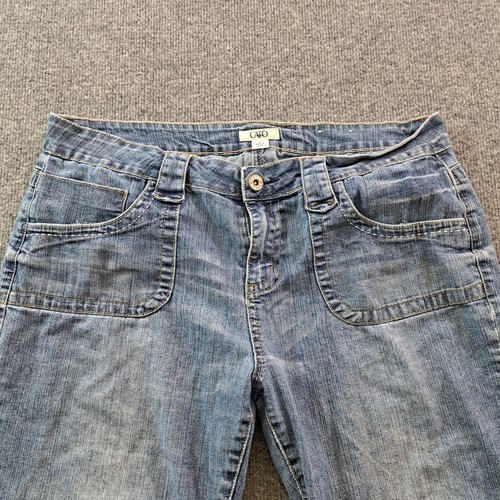 Cato Capri Pants Womens Size 12 Stretch Flap Pockets Blue Denim 34x24 - Picture 7 of 10